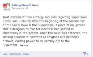 Entergy New Orleans Facebook Feb. 4th